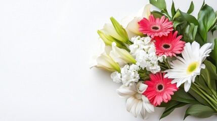 A white background with a bunch of flowers on it