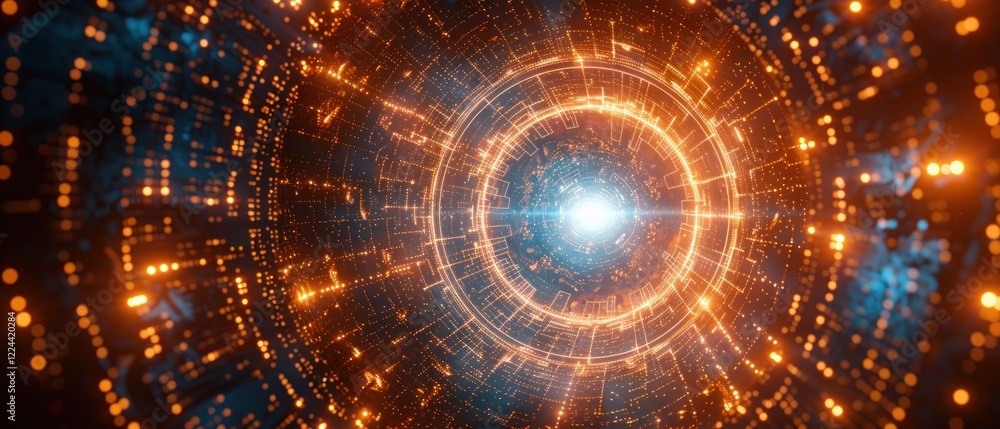 Canvas Prints luminous energy field: abstract digital art with swirling particles and glowing core