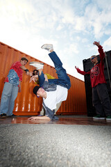 Breakdancing Performance by Young Hip-Hop Dancers Outdoors