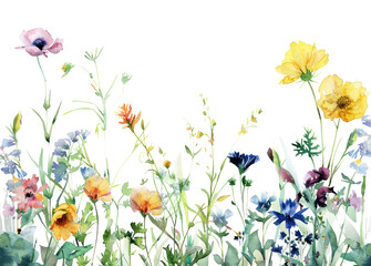 Fototapeta premium PNG Wildflowers painting art watercolor.