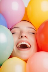 Vibrant Balloon Artistry Colorful Joy Expressions in Smiling Faces Festive Content and Event Promotion for Modern Lifestyle Branding