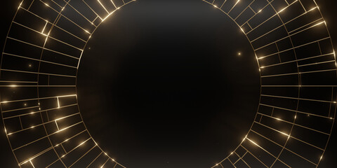 Circular gold luxury background with copy space