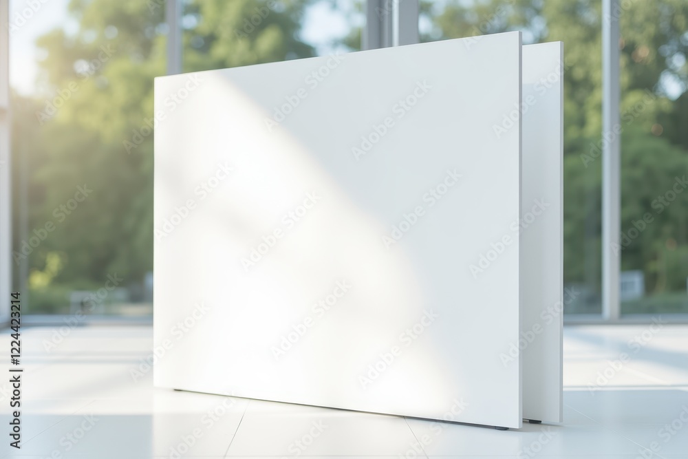 Poster bright and minimalist empty room with blank billboard display