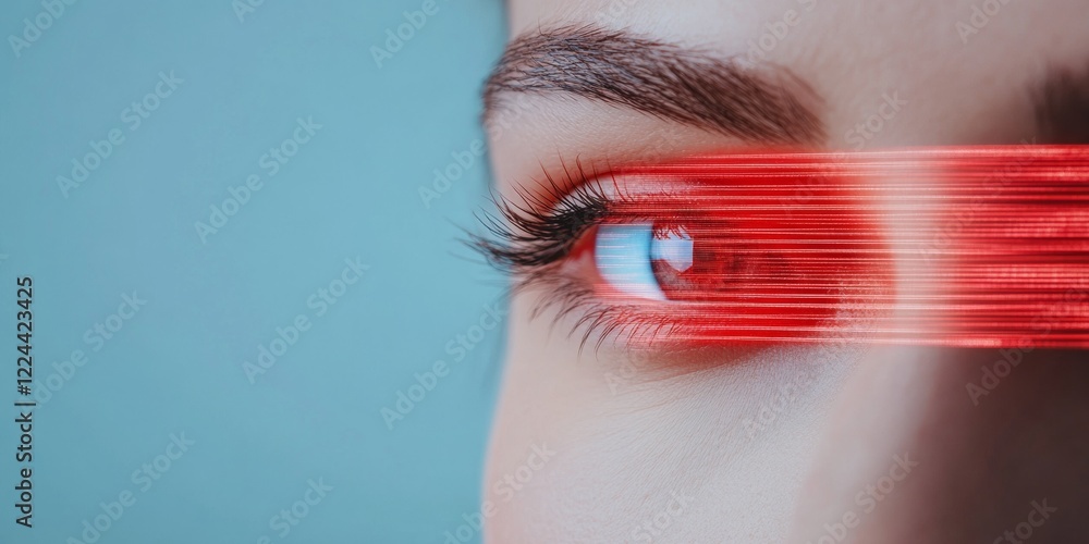 Poster Futuristic Cybersecurity Visual Human Eye with Digital Data Stream and Lock Symbol - Digital Privacy Art for Modern IT Solutions and Online Security Branding