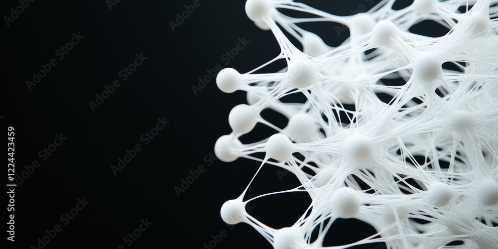 Poster Futuristic Neural Connectivity Visualization Sleek White Nodes and Mesh on Black - Strategic Networking Framework for Tech Innovation and Data Management Solutions