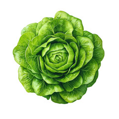 Fototapeta premium Vibrant Green Head of Lettuce Isolated on White Background