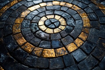 Fototapeta premium 3D Render of an Abstract Golden Spiral on a Black Background