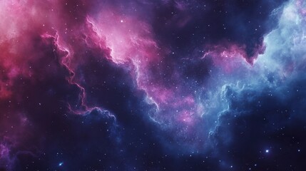 Naklejka premium Cosmic Nebula Pink Blue Starry Night Sky
