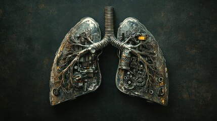 Fototapeta premium Cybernetic Lungs: A Fusion of Nature and Technology