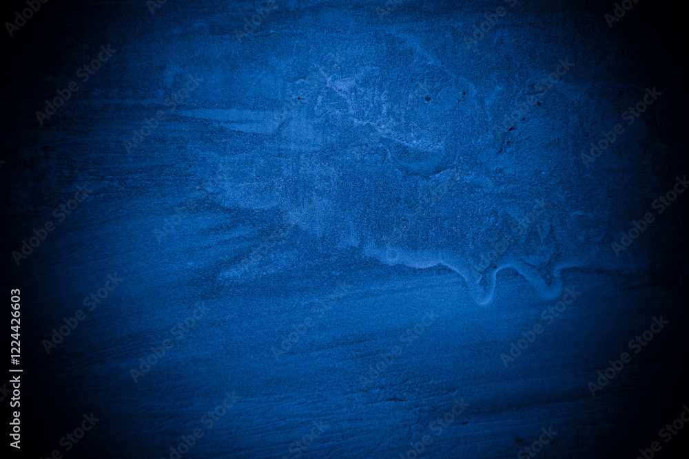 Aufkleber Old wall pattern texture cement blue dark abstract  blue color design are light with black gradient background.