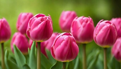 Naklejka premium pink tulips in the garden