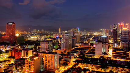 Naklejka premium Beautiful sunset in the capital of Malaysia kuala lumpur.