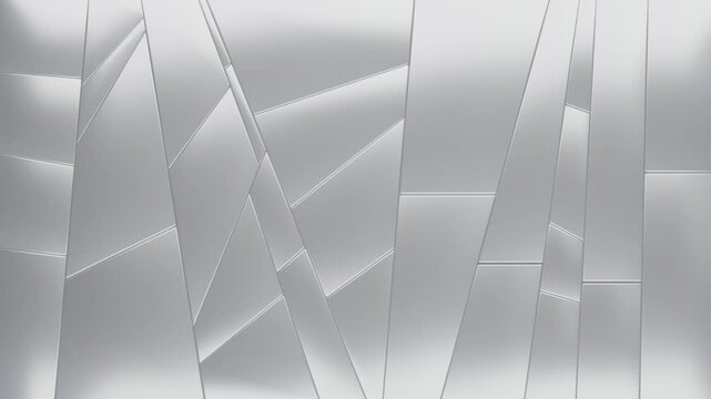Modern abstract background featuring metallic geometric shapes with sharp angles and reflective surfaces, ideal for futuristic and technology-themed designs.