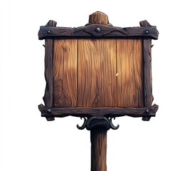 Rustic wooden signpost with blank space, isolated on white.