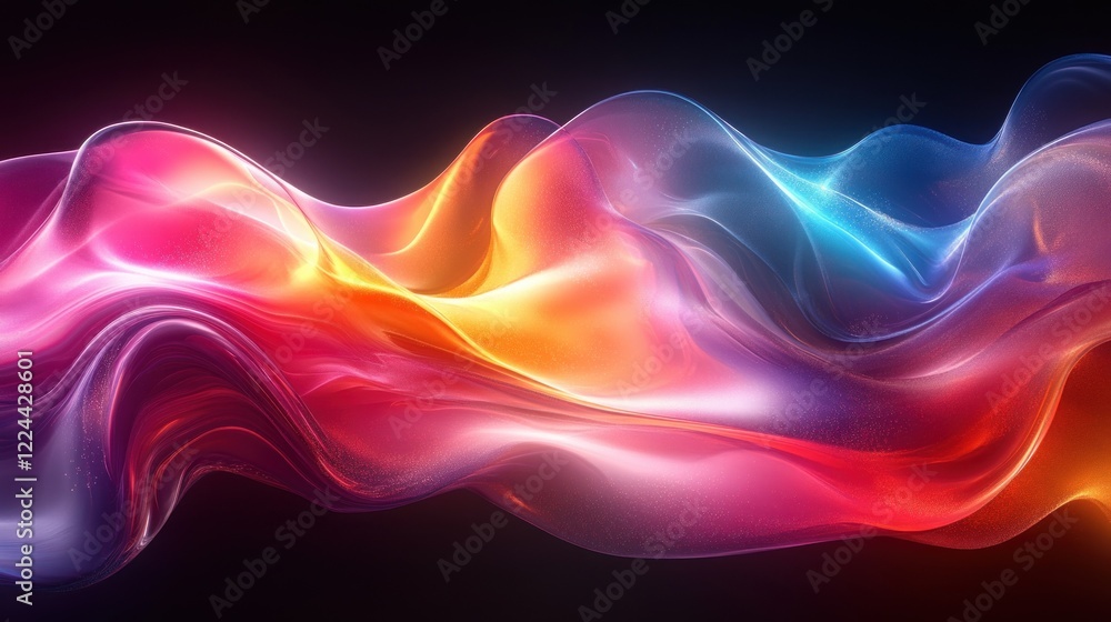 Poster abstract liquid shapes iridescent background colorful fluid design modern 3d render