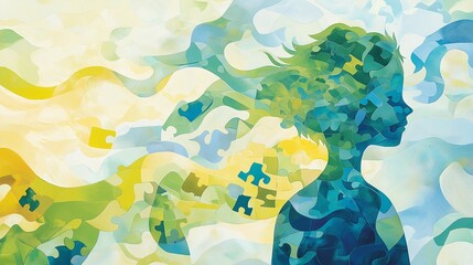Conceptual Visualization of Neurodevelopmental Disorders and Brain Development. Autism Spectrum Disorder. Illustration of ADHD: Hyperactivity, Impulsivity, and Inattention. Intellectual Disabilities