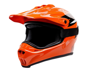 Isolated Orange Motocross Helmet