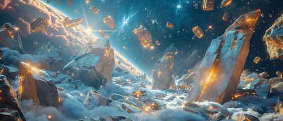 Fototapeta premium Ancient - Ruins of megaliths in spaceThe masonry f_008