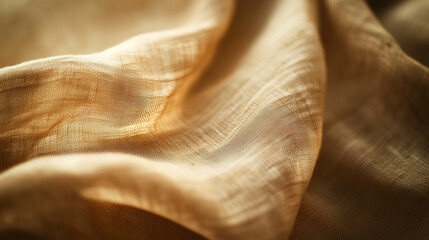 Soft beige linen fabric with flowing folds