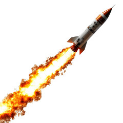 [Transparent Background PNG]Missile Launching with Fiery Trail