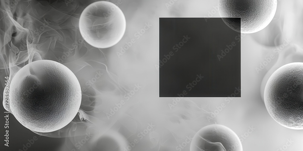 Poster Black and white image of a cell with a white background