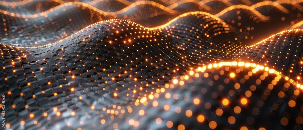 Canvas Prints luminous undulating landscape of glowing particles