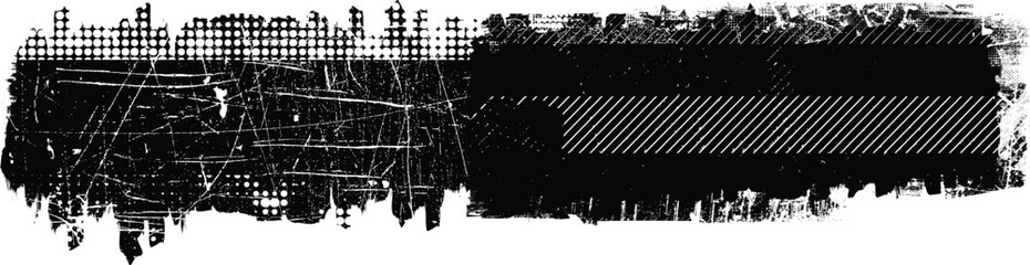 Grunge textured banner with rough edges. Halftone dots texture. Overlay grunge texture . Simply place texture over any object to create grunge effect . Banner with scratched surface for your design. 