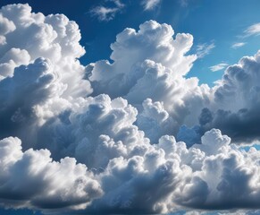 Naklejka premium Gray rain clouds cover the bright blue sky with fluffy white clouds underneath, atmospheric conditions, blue sky, fluffy white clouds