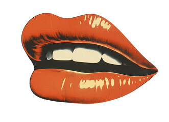 Obraz premium mouth collage art, vintage old illustration, cutout png