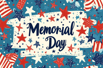 Fototapeta premium Memorial Day background with stars and stripes, honoring service members.
