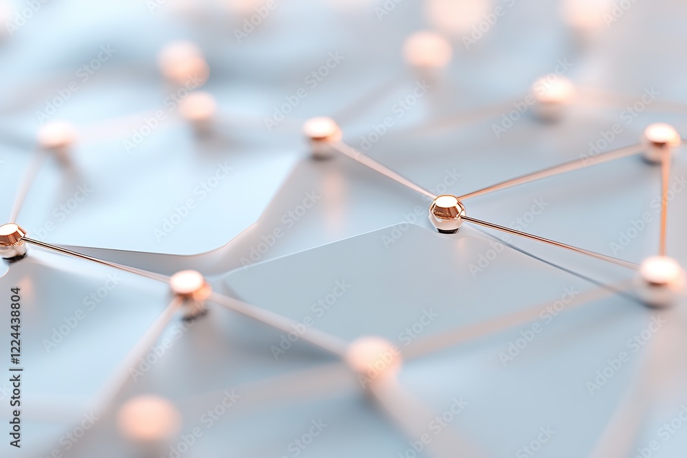 Poster glowing nodes and metallic lines form a digital grid representing robotic data processing against a 