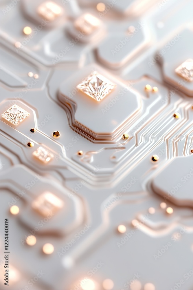 Poster the design features a glowing circuit pattern etched into a smooth white surface, highlighted by spa