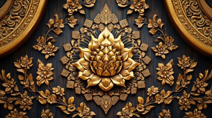 Traditional art gallery intricate golden lotus relief and its cultural significance