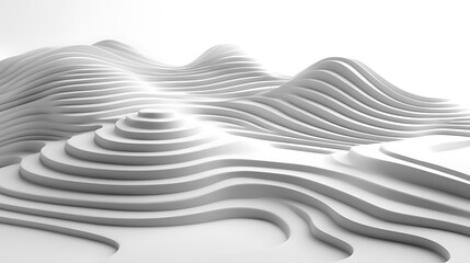 Abstract White Layered Wave Landscape Design
