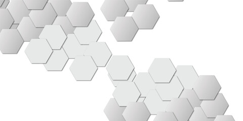 WebGeometric technology white and grey hexagon background. Abstract vector illustration Science technology and medical concept hexagon on transparent background.