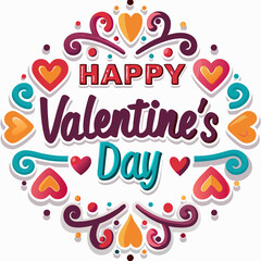 Colorful Happy Valentine's Day greeting.
