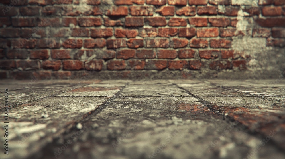 Poster textured cracks and weathered red bricks tell a story of time and neglect in this intimate urban set