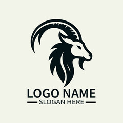 Elegant and Strong Goat Logo Design, Majestic Goat Logo, Mountain Goat Logo, Noble Creature Logo, Vintage Goat Logo