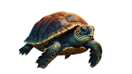 Obraz premium Closeup of a turtle walking on alpha channel