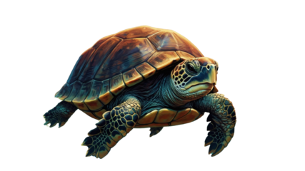 Closeup of a turtle walking on alpha channel