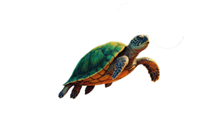 Closeup of a turtle walking on alpha channel