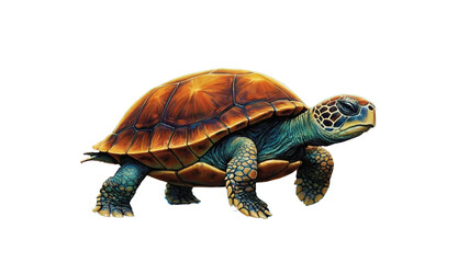 Obraz premium Closeup of a turtle walking on alpha channel