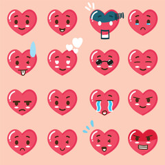 Fototapeta premium a love-shaped emoticon set for design element or emoji project
