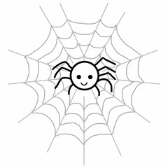 This is a sketch illustrating a small baby spider hanging around its web or trap, showcasing its delicate form and the intricate beauty of its surroundings in a minimalist style.