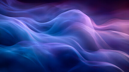 Obraz premium Abstract blue purple waves, flowing fabric texture, dark background, website banner