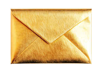 Golden envelope design on white and transparent background.