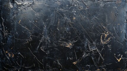 Detailed worn metal texture with flat black surface featuring intricate scratches and dents