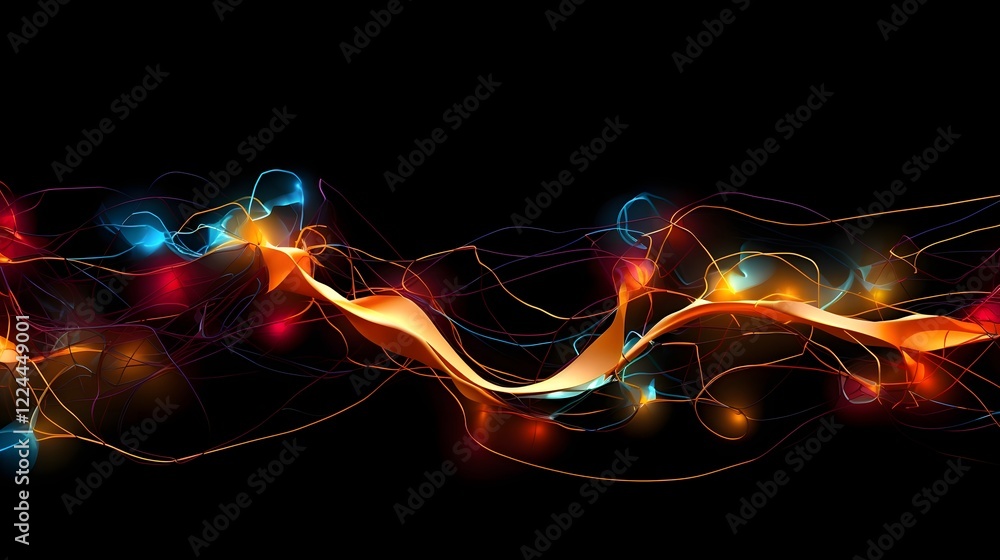 Poster captivating abstract composition showcasing an intricate arrangement of multicolored cables and wire
