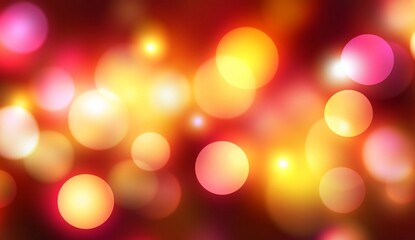 Obraz premium Abstract Warm Bokeh Lights Festive Background Red Orange Yellow Pink Glowing Circles Blurred Soft Shiny Bright