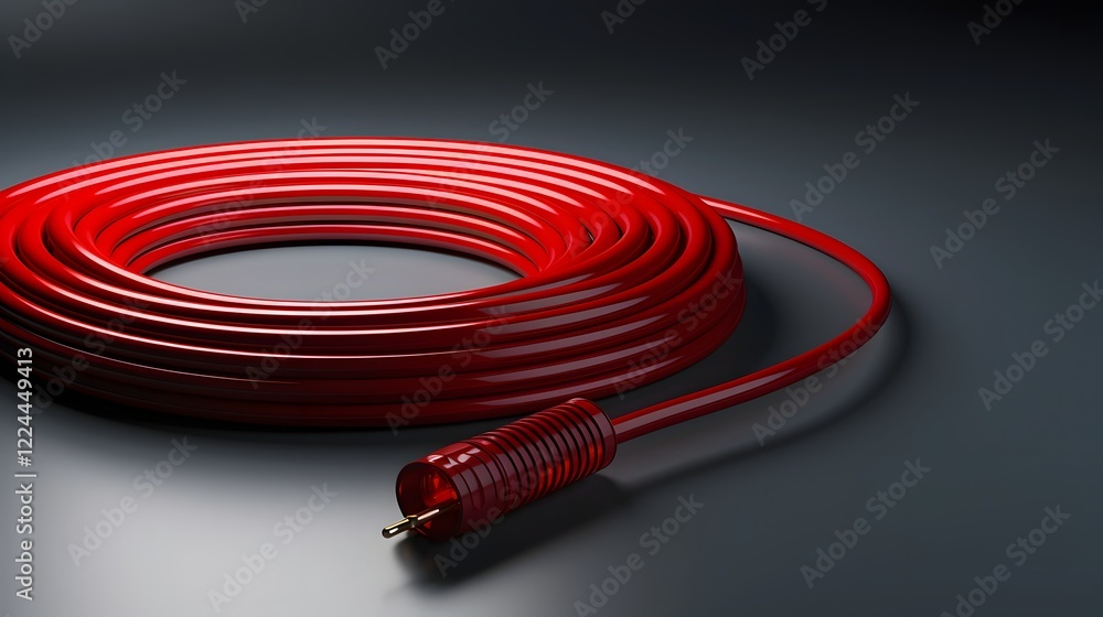 Poster coiled extension cord with spiral cable design on clean minimalist surface in 16 9 aspect for tech e